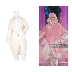 John Galliano 2003 cream mohair structural coat